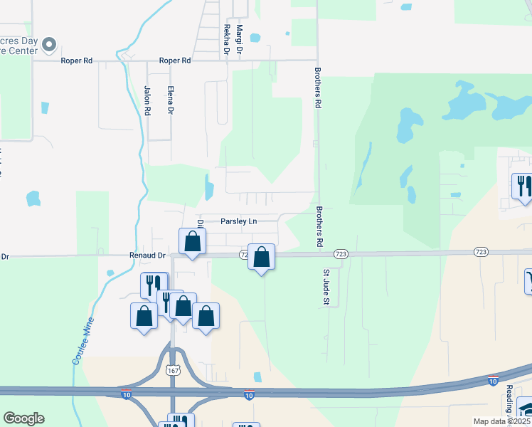 map of restaurants, bars, coffee shops, grocery stores, and more near 143 Albarado Road in Scott