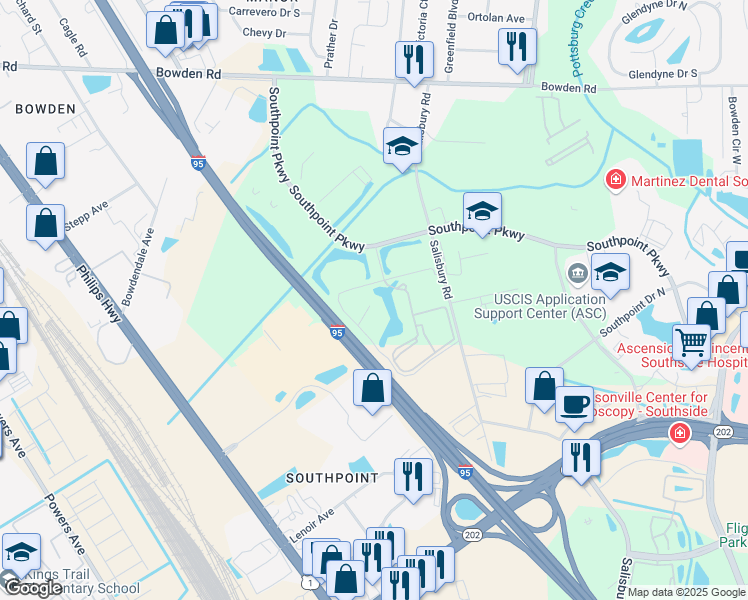map of restaurants, bars, coffee shops, grocery stores, and more near 6600 Corporate Center Parkway in Jacksonville