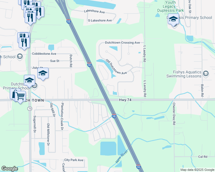map of restaurants, bars, coffee shops, grocery stores, and more near 37393 Preserve Trail in Gonzales
