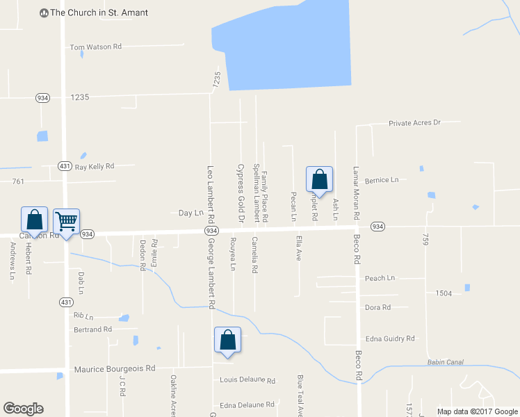map of restaurants, bars, coffee shops, grocery stores, and more near 13046 Spellman Lambert in Saint Amant
