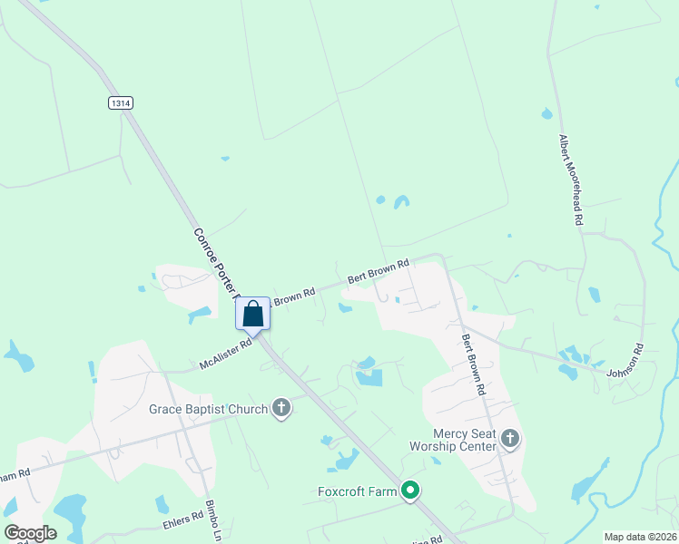 map of restaurants, bars, coffee shops, grocery stores, and more near 13269 Bert Brown Road in Conroe