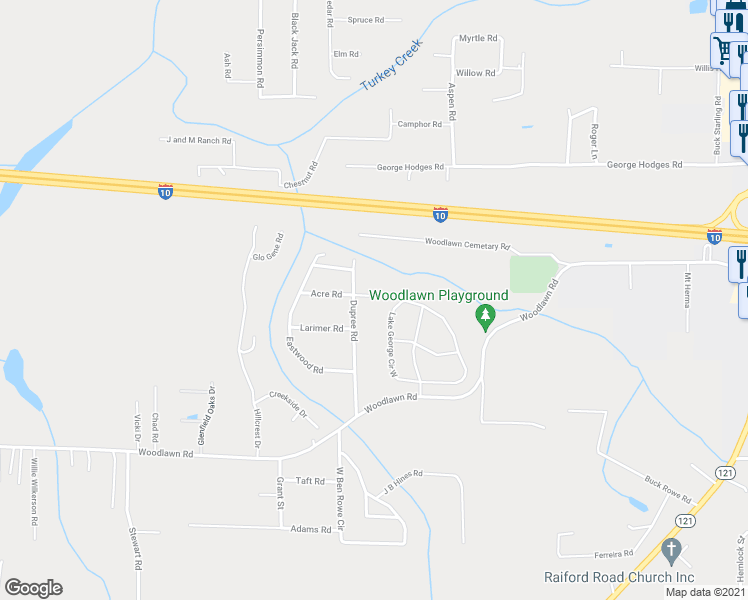 map of restaurants, bars, coffee shops, grocery stores, and more near 5914 Acre Road in Macclenny