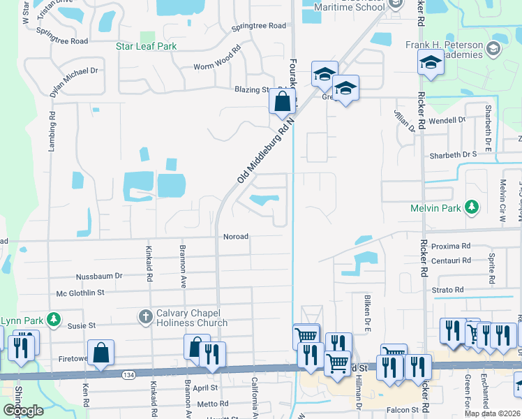 map of restaurants, bars, coffee shops, grocery stores, and more near 8041 Beaver Creek Drive in Jacksonville
