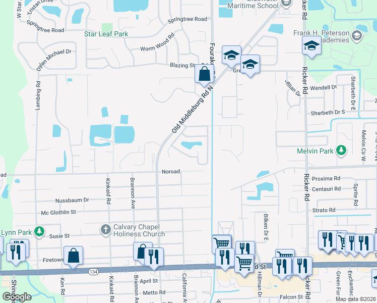 map of restaurants, bars, coffee shops, grocery stores, and more near 8041 Beaver Creek Drive in Jacksonville