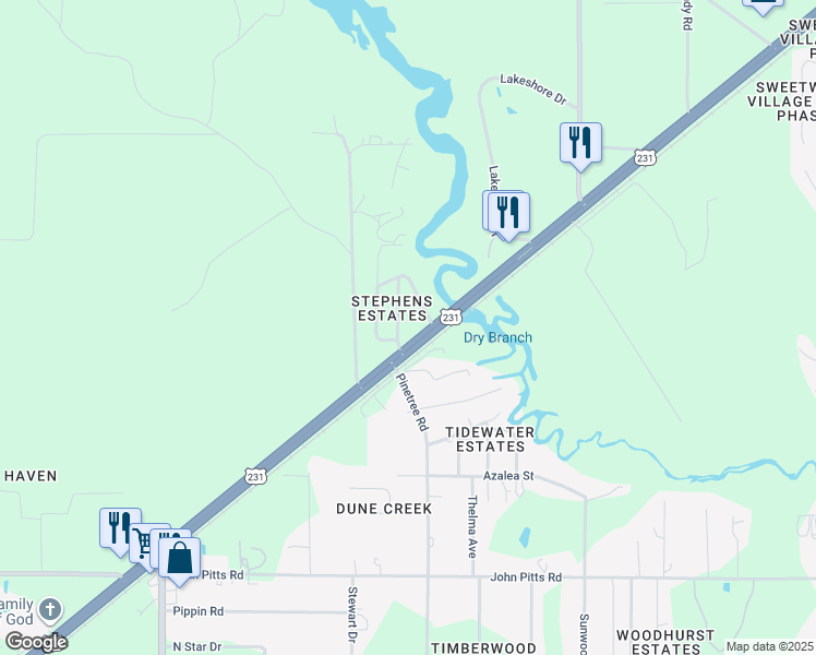 map of restaurants, bars, coffee shops, grocery stores, and more near 6003 Florida 75 in Panama City