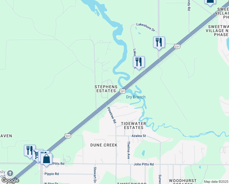 map of restaurants, bars, coffee shops, grocery stores, and more near 6003-6099 Florida 75 in Panama City