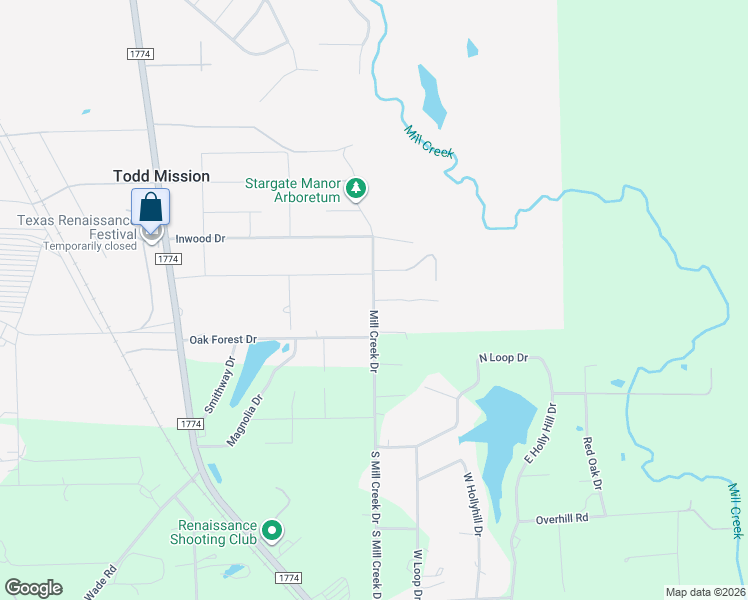 map of restaurants, bars, coffee shops, grocery stores, and more near 11523 Mill Creek Drive in Todd Mission