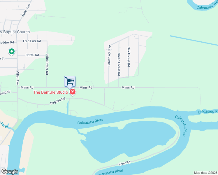 map of restaurants, bars, coffee shops, grocery stores, and more near Mims Road in Westlake