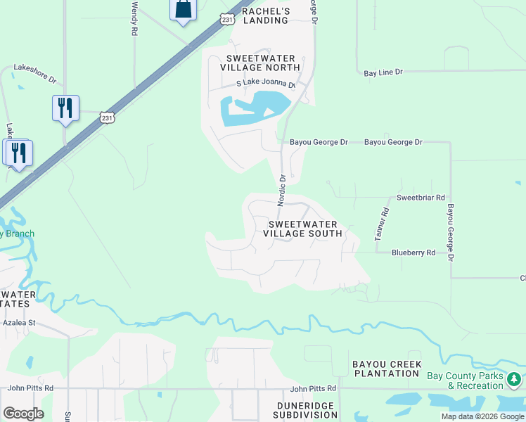 map of restaurants, bars, coffee shops, grocery stores, and more near 7184 Hatteras Boulevard in Panama City