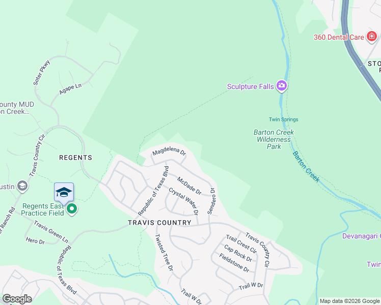 map of restaurants, bars, coffee shops, grocery stores, and more near 5308 Magdelena Drive in Austin