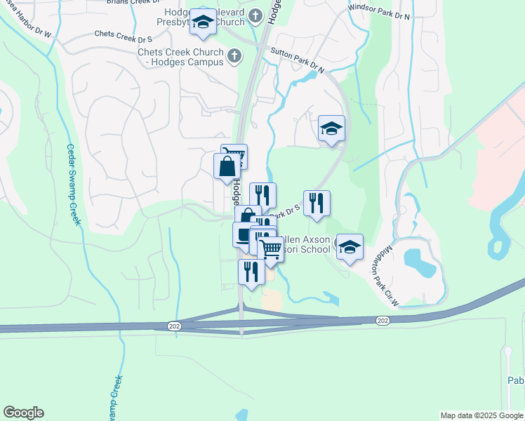 map of restaurants, bars, coffee shops, grocery stores, and more near 13041 Sutton Park Drive South in Jacksonville