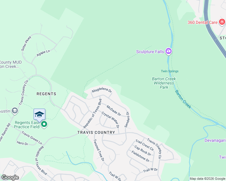 map of restaurants, bars, coffee shops, grocery stores, and more near 5308 Magdelena Drive in Austin