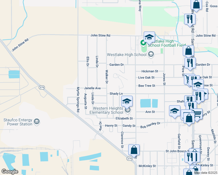 map of restaurants, bars, coffee shops, grocery stores, and more near 2108 Walker Dr in Westlake