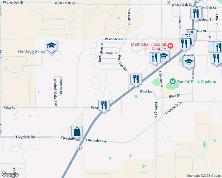 map of restaurants, bars, coffee shops, grocery stores, and more near 118 Green Meadows Blvd in Fredericksburg