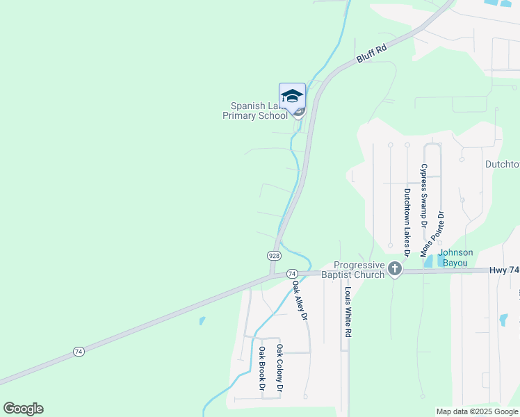 map of restaurants, bars, coffee shops, grocery stores, and more near 13125 Bluff Road in Geismar