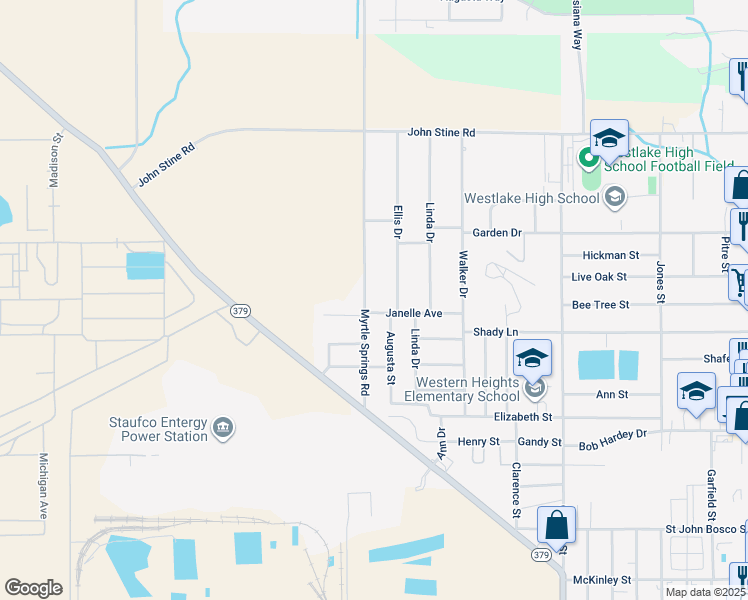 map of restaurants, bars, coffee shops, grocery stores, and more near 2104 Myrtle Springs Rd in Westlake