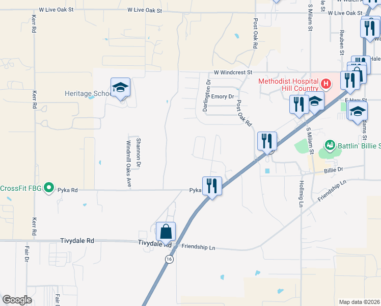 map of restaurants, bars, coffee shops, grocery stores, and more near 239 Green Oaks Loop in Fredericksburg