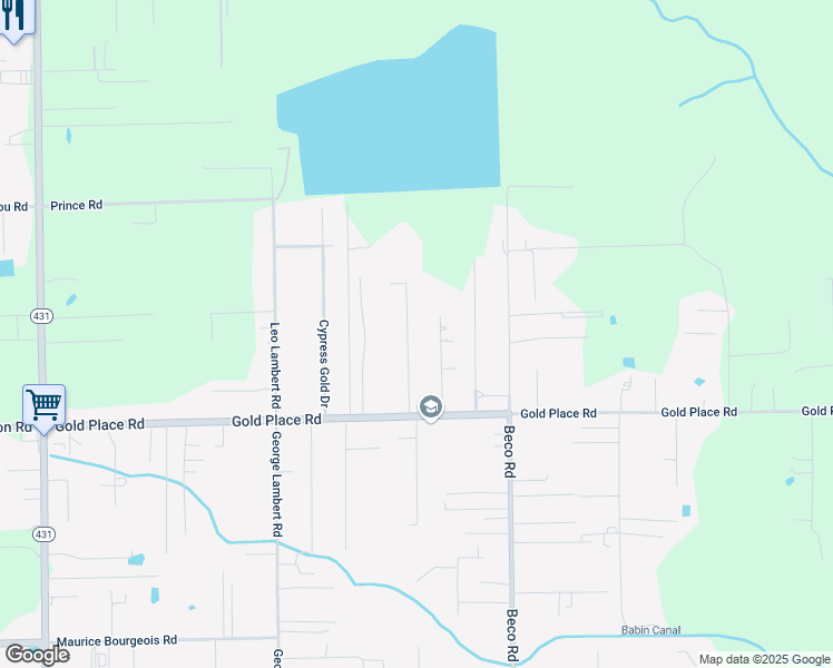 map of restaurants, bars, coffee shops, grocery stores, and more near 13113 Pecan Lane in Saint Amant