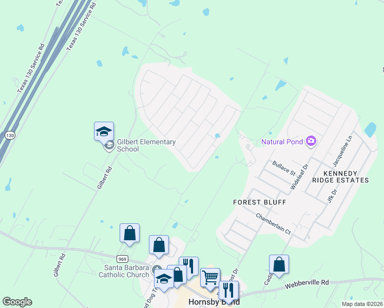 map of restaurants, bars, coffee shops, grocery stores, and more near 5701 Montrelia Drive in Austin