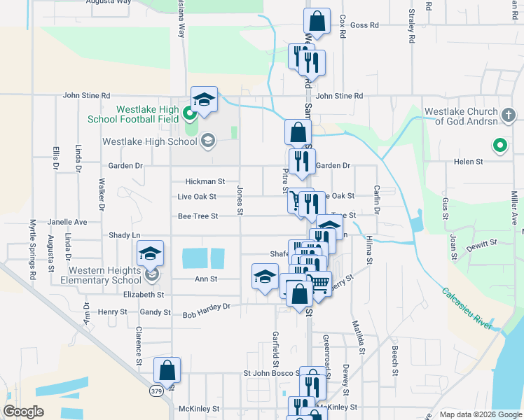 map of restaurants, bars, coffee shops, grocery stores, and more near 926 Bee Tree Street in Westlake