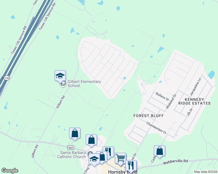 map of restaurants, bars, coffee shops, grocery stores, and more near 5708 Berriweather Drive in Austin