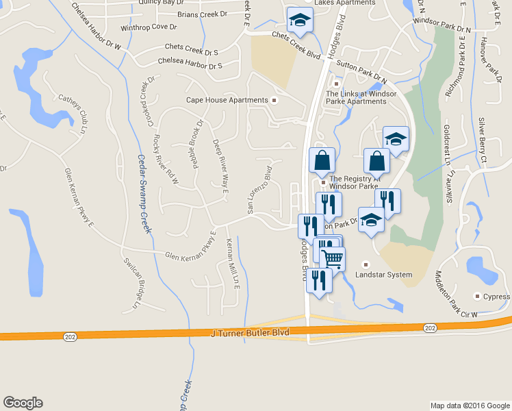 map of restaurants, bars, coffee shops, grocery stores, and more near 4577 San Lorenzo Boulevard in Jacksonville