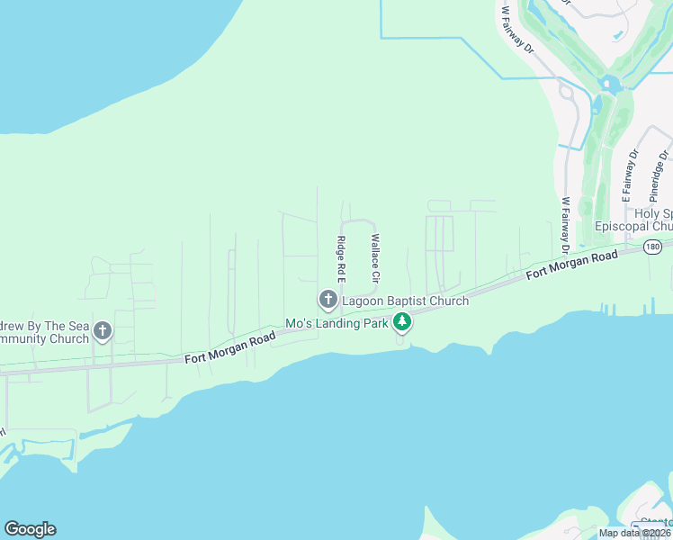 map of restaurants, bars, coffee shops, grocery stores, and more near 2300-2470 Ridge Rd E in Gulf Shores