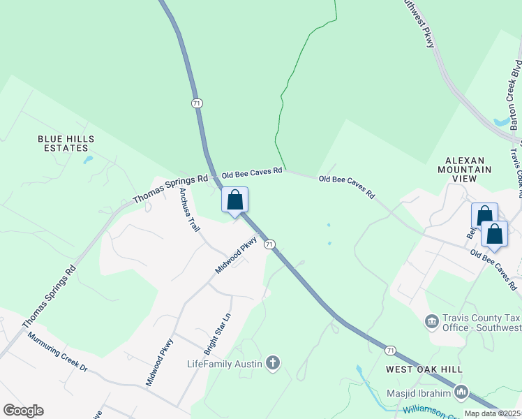map of restaurants, bars, coffee shops, grocery stores, and more near 9200 Texas 71 in Austin
