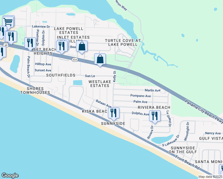 419 Kelly Street Panama City Beach Fl Walk Score Map Of Restaurants Bars Coffee S Grocery Ore Near 419