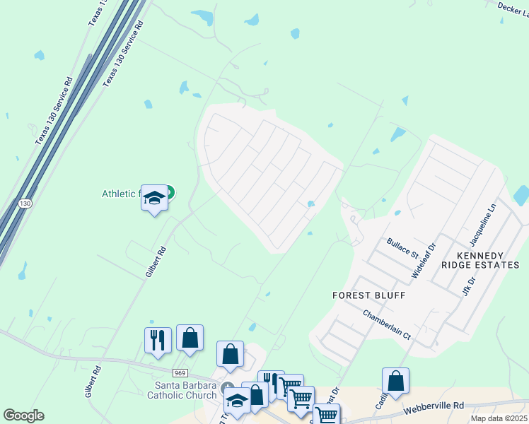 map of restaurants, bars, coffee shops, grocery stores, and more near 5804 Montrelia Drive in Austin