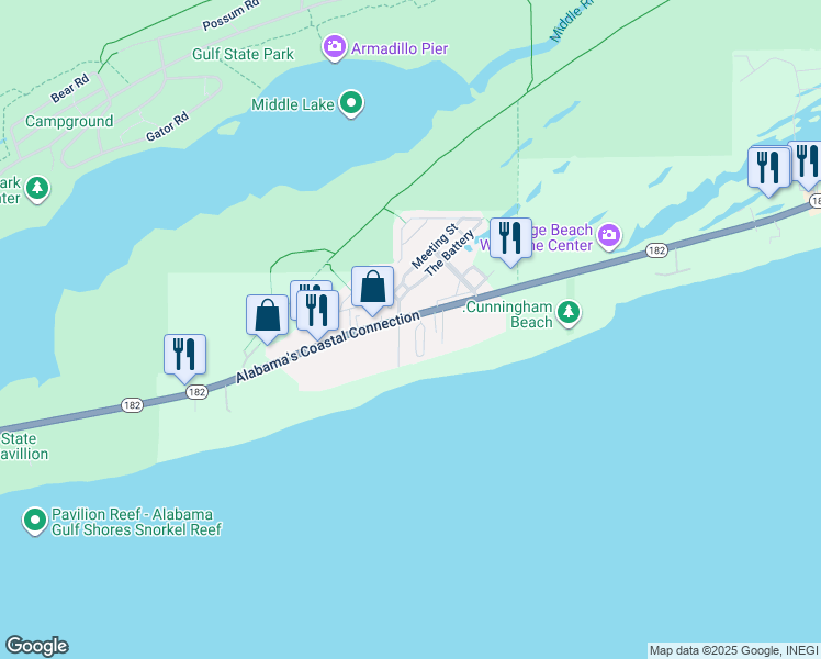 map of restaurants, bars, coffee shops, grocery stores, and more near 23312 Perdido Beach Boulevard in Orange Beach