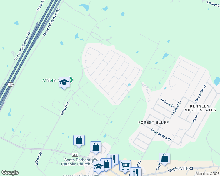map of restaurants, bars, coffee shops, grocery stores, and more near 5804 Montrelia Drive in Austin