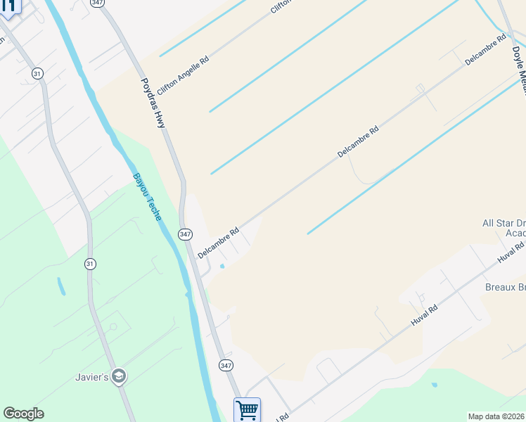 map of restaurants, bars, coffee shops, grocery stores, and more near 4190 Poydras Highway in Breaux Bridge