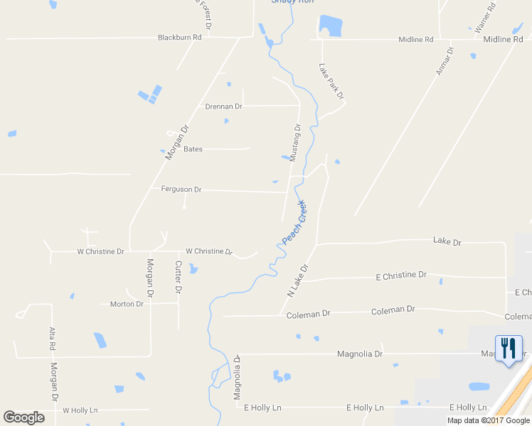 map of restaurants, bars, coffee shops, grocery stores, and more near 12776 Mustang Road in Splendora