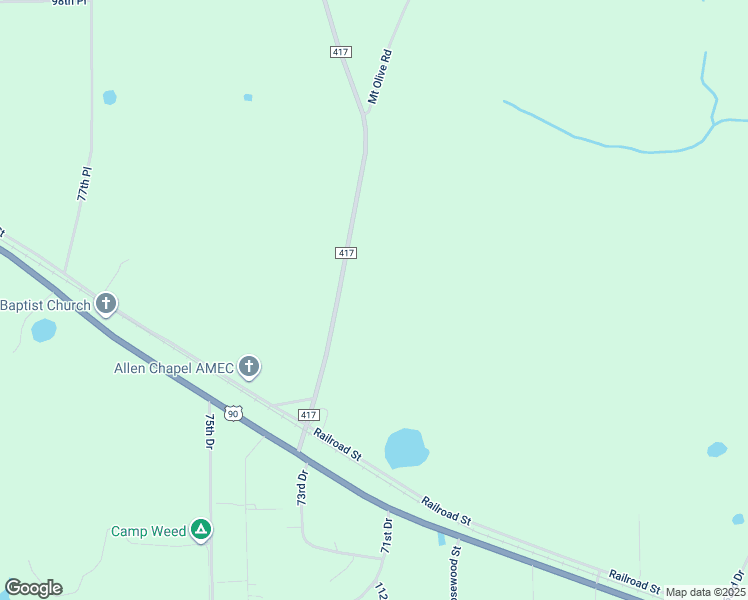 map of restaurants, bars, coffee shops, grocery stores, and more near 10496 County Road 417 in Live Oak