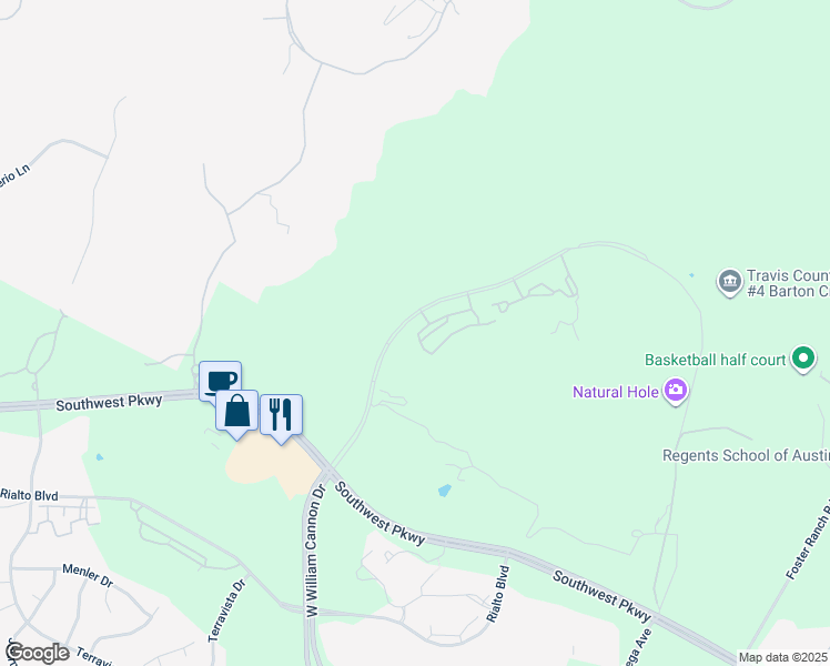 map of restaurants, bars, coffee shops, grocery stores, and more near Unnamed Road in Austin