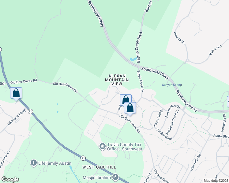 map of restaurants, bars, coffee shops, grocery stores, and more near 8818 Travis Hills Drive in Austin