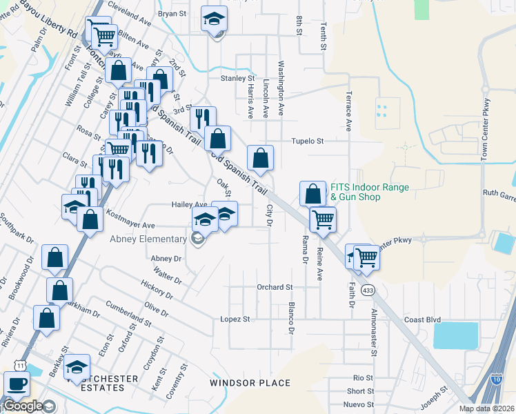 map of restaurants, bars, coffee shops, grocery stores, and more near 3169 Duncan Street in Slidell