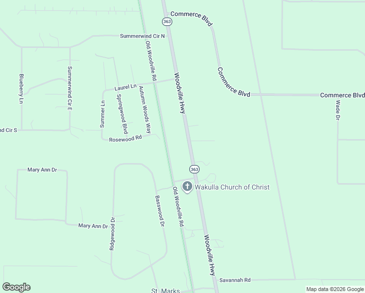 map of restaurants, bars, coffee shops, grocery stores, and more near 328 Woodville Highway in Crawfordville