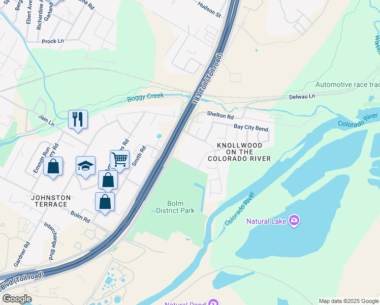 map of restaurants, bars, coffee shops, grocery stores, and more near 6433 Alleyton Drive in Austin