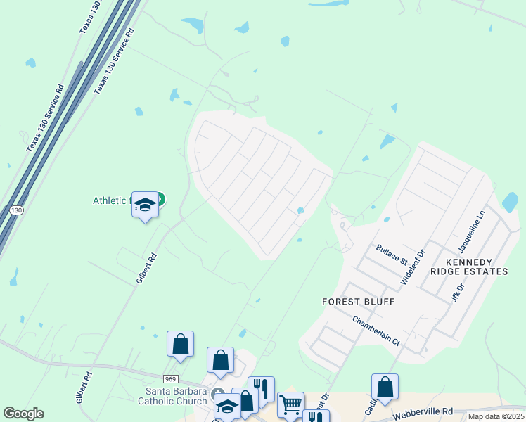 map of restaurants, bars, coffee shops, grocery stores, and more near 5804 Montrelia Drive in Austin