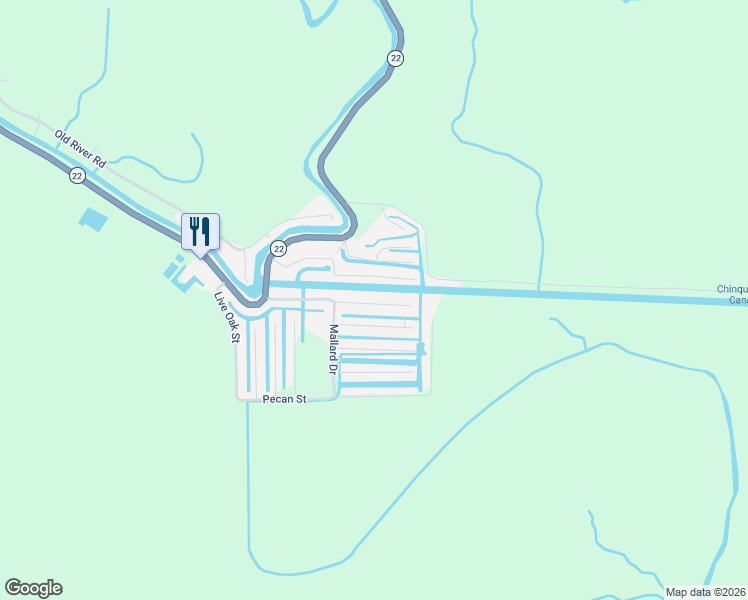 map of restaurants, bars, coffee shops, grocery stores, and more near 22328 Swan Street in Maurepas