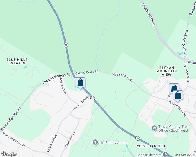map of restaurants, bars, coffee shops, grocery stores, and more near 9301 Old Bee Caves Road in Austin
