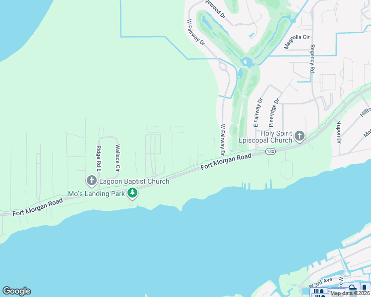 map of restaurants, bars, coffee shops, grocery stores, and more near 18349 Highway 180 in Gulf Shores