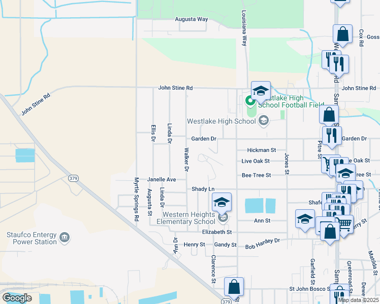 map of restaurants, bars, coffee shops, grocery stores, and more near 2130 Walker Dr in Westlake