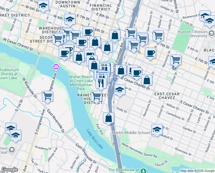 map of restaurants, bars, coffee shops, grocery stores, and more near in 