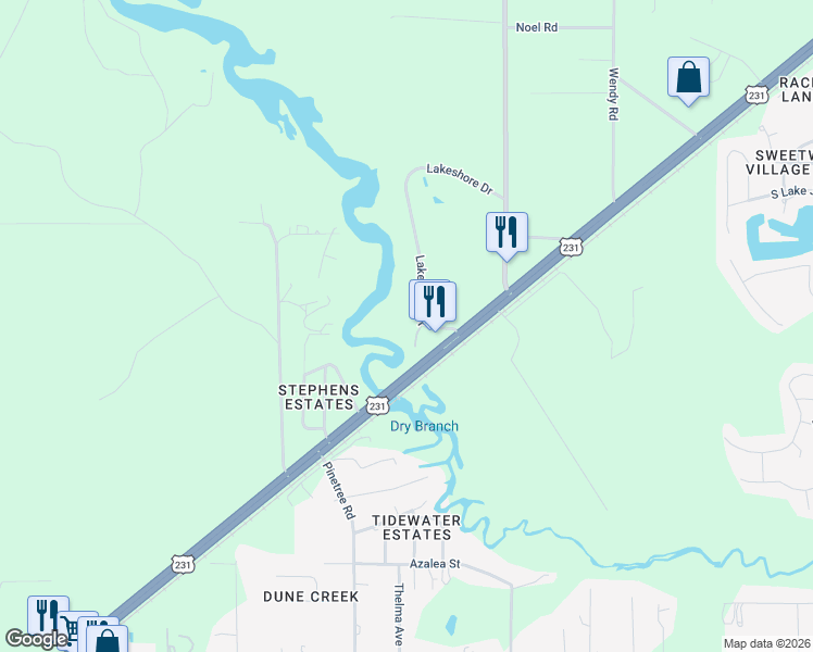map of restaurants, bars, coffee shops, grocery stores, and more near 6547 U.S. 231 in Panama City