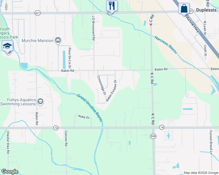 map of restaurants, bars, coffee shops, grocery stores, and more near 13230 High Meadow Drive in Gonzales