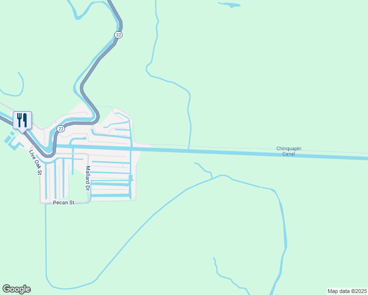 map of restaurants, bars, coffee shops, grocery stores, and more near 22680 Chene Blanc Lane in Maurepas