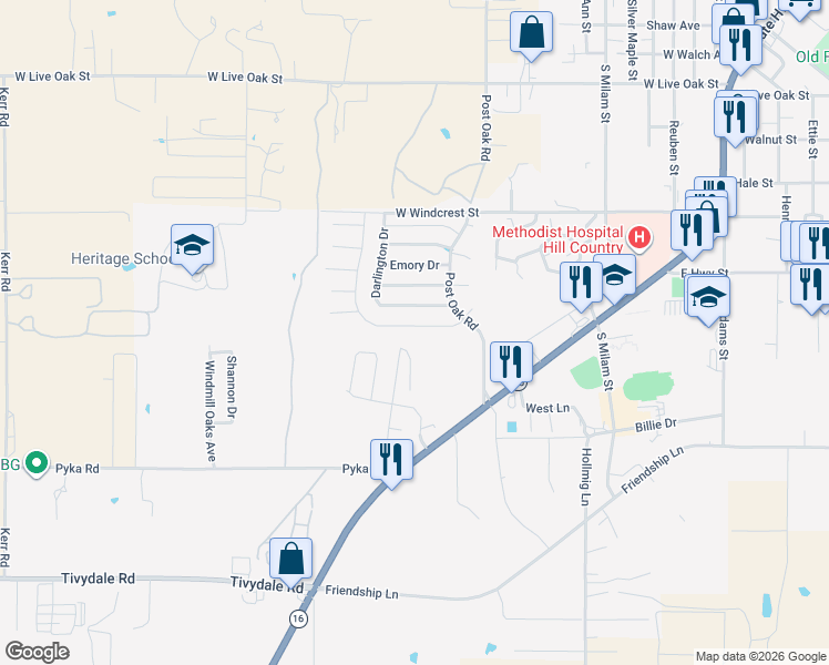 map of restaurants, bars, coffee shops, grocery stores, and more near 219 Green Meadows Lane in Fredericksburg